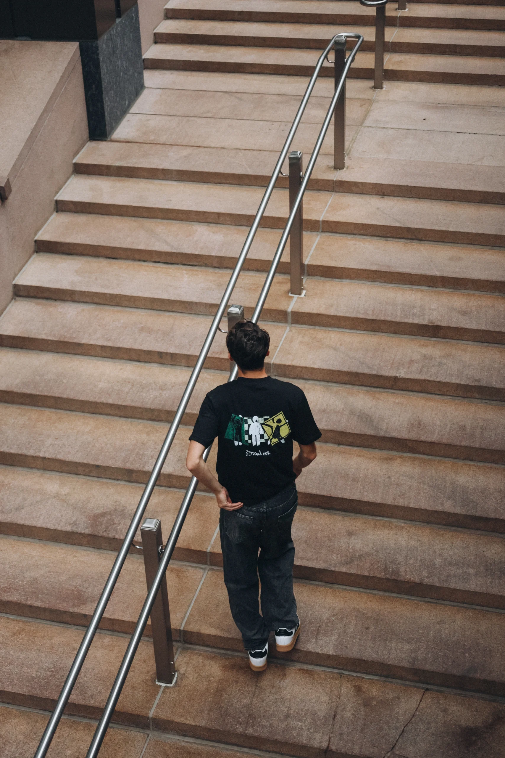 chaplya mecha chameleon game 1 heavyweight tshirt back Model wearing CHAPLYA × Mecha Chameleon Game 1 Heavyweight T-Shirt from the back
